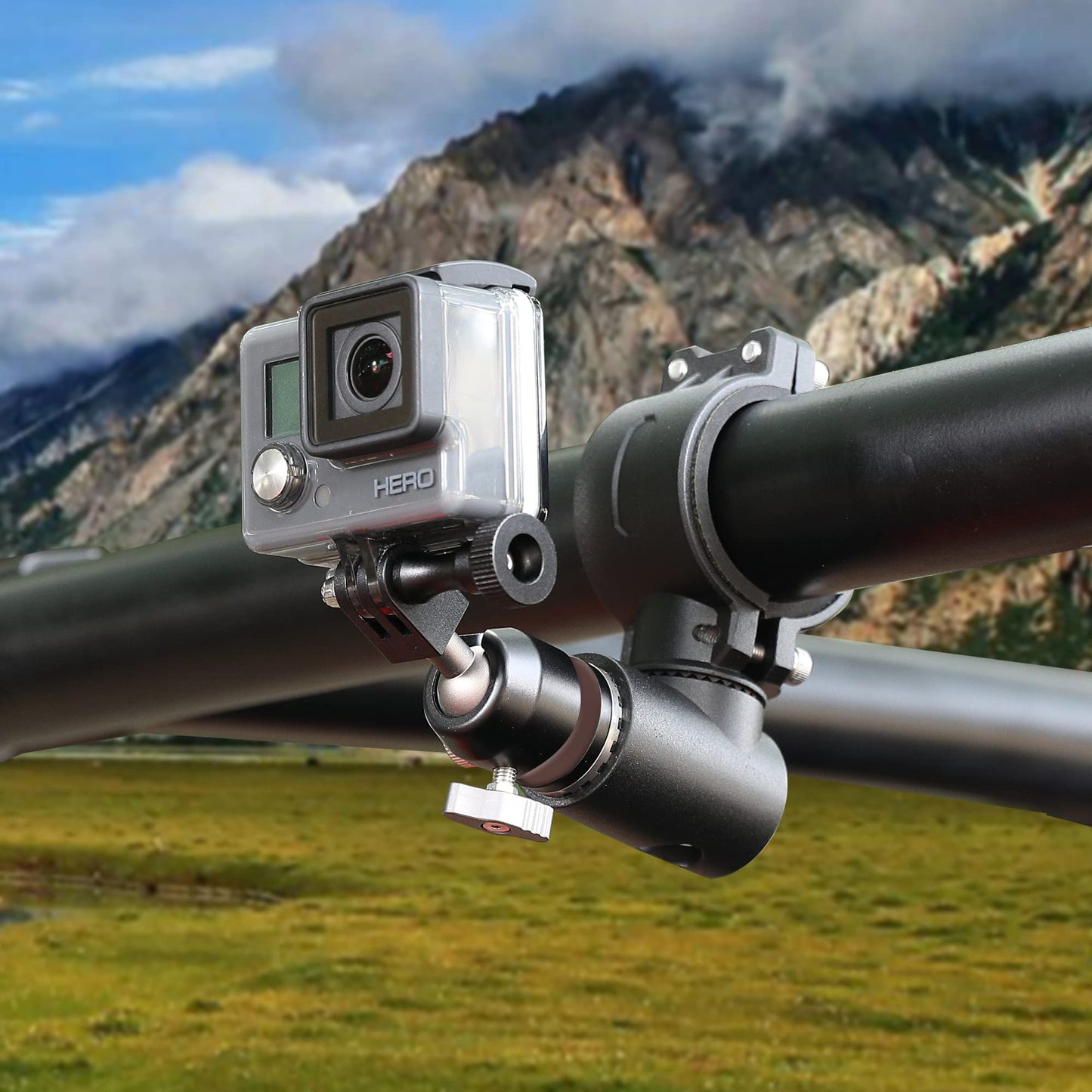 BESTAOO UTV ATV Camera Mount Compatible with GoPro for 1.75"-2" Roll Bar, Aluminum 360° Rotation Action Camera Holder for All GoPro Models, Such as