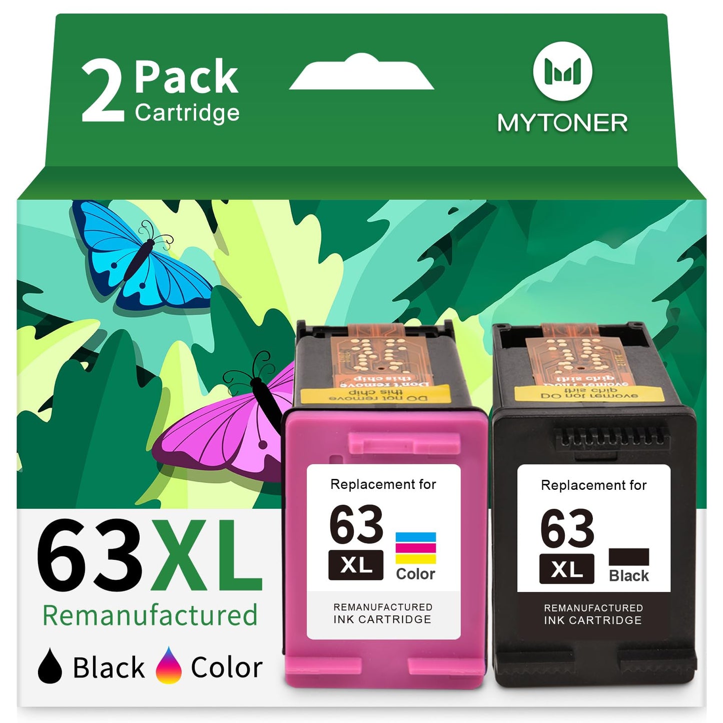 MYTONER 63XL Ink Cartridges Black and Color Replacement for HP Ink 63 63XL Ink Cartridge Combo Pack for HP OfficeJet 3830 4650 4652 4655 5255 5258