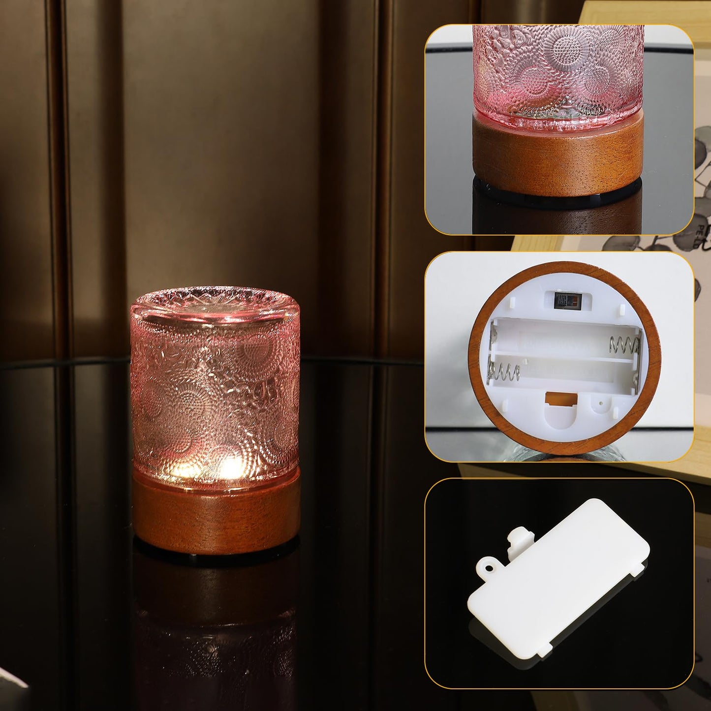 CZSHCKJYXGS Small Battery Operated Light with Timer,Adult Night Lights for Bedroom,Mini Lamp for Lndoor Use in Bathroom, Hallway,Glass Light Lamp