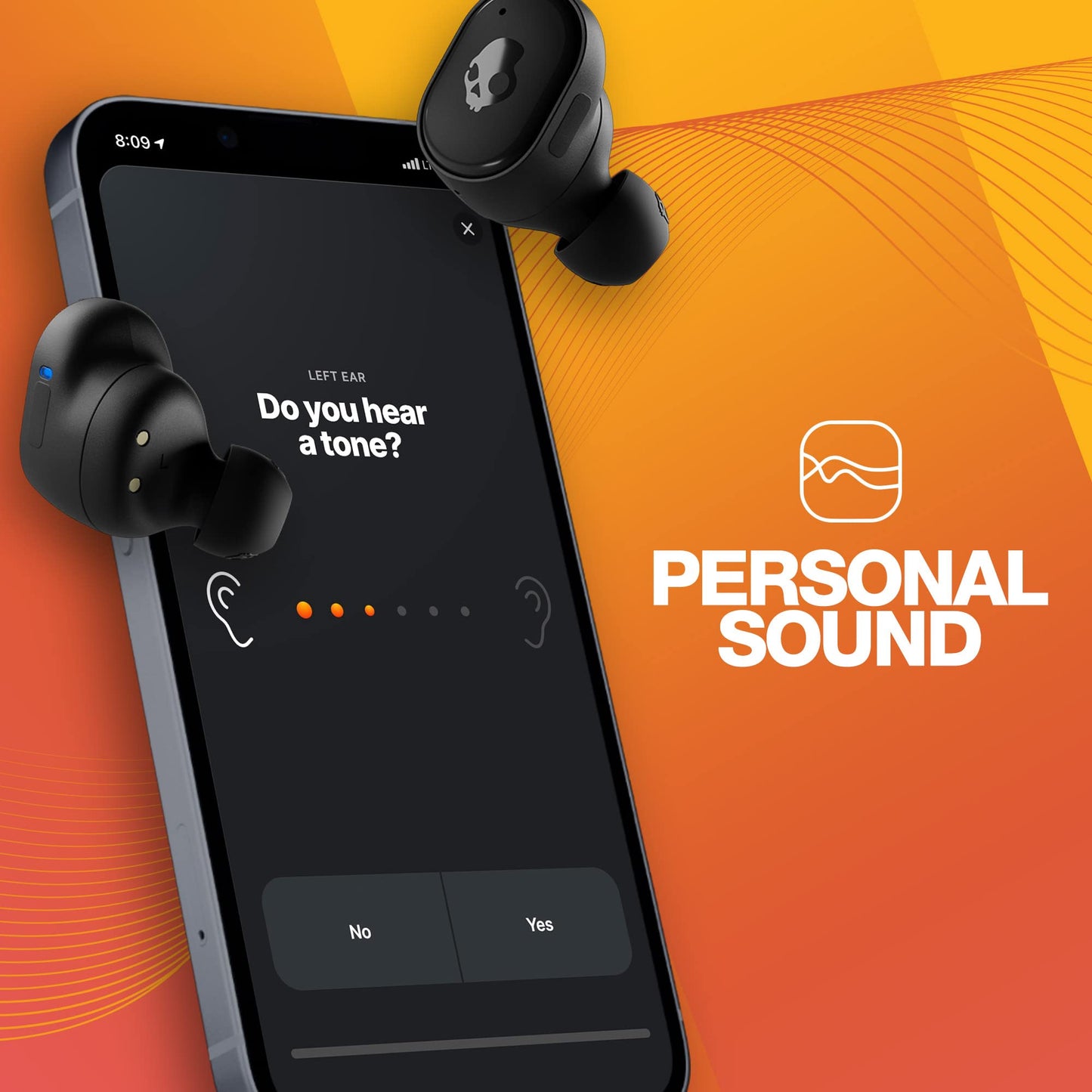 Skullcandy Grind Fuel Wireless In-Ear Bluetooth Earbuds - True Black/Orange