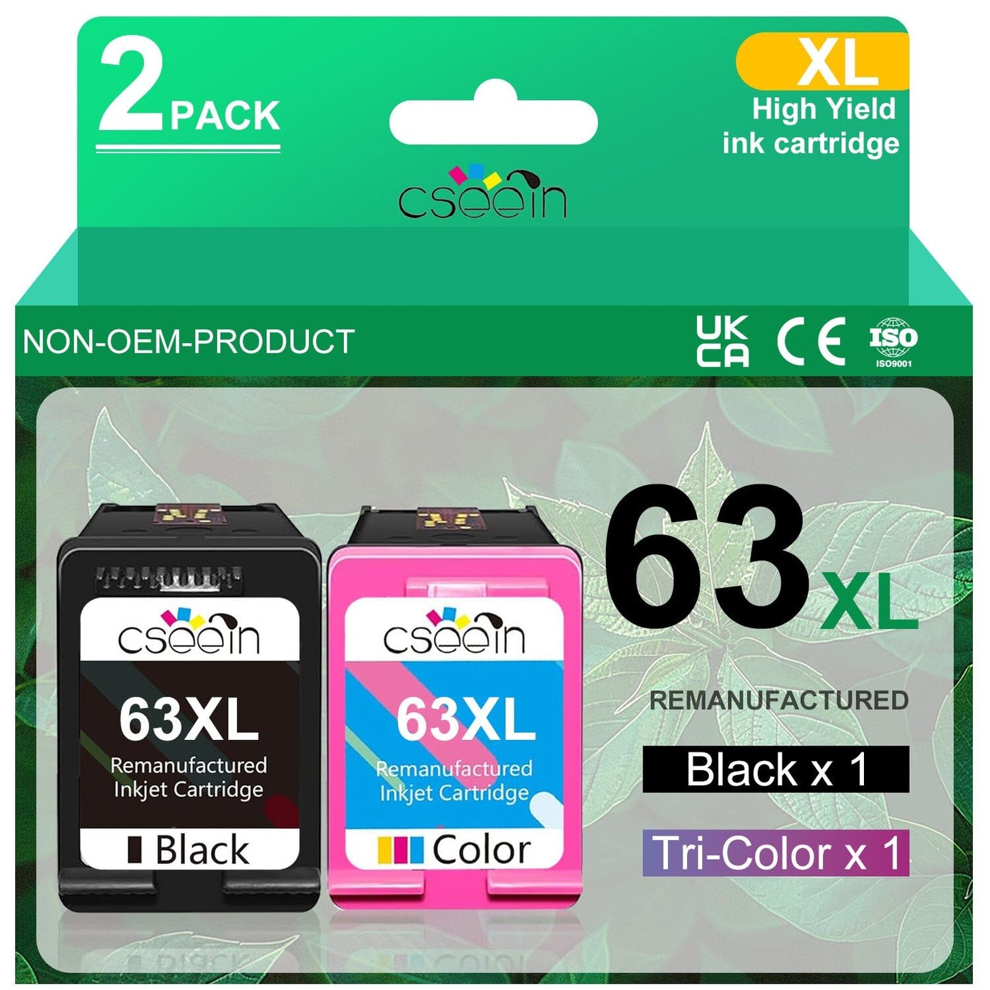 cseein Remanufactured Ink Cartridge for HP 63 63XL Replacementfor HP OfficeJet 3830 4650 5255 5200 5258 Envy 4520 4510 4512 4513 4516 DeskJet 3630