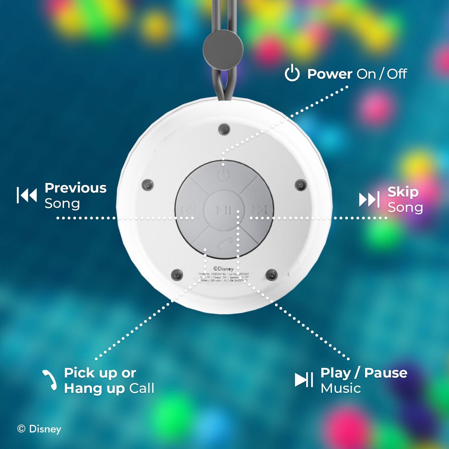 Disney Jack Skellington Bluetooth Shower Speaker with Suction Cup IPX4 Water Resistant Jack Nightmare Before Christmas Speaker for Shower, Built