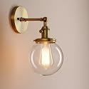 Pathson Industrial Vintage Wall Lamp Dia 5.9" with Round Clear Glass Globe Shade Loft Simple Home Design Wall Light Fixture Wall Mount Light Sconces