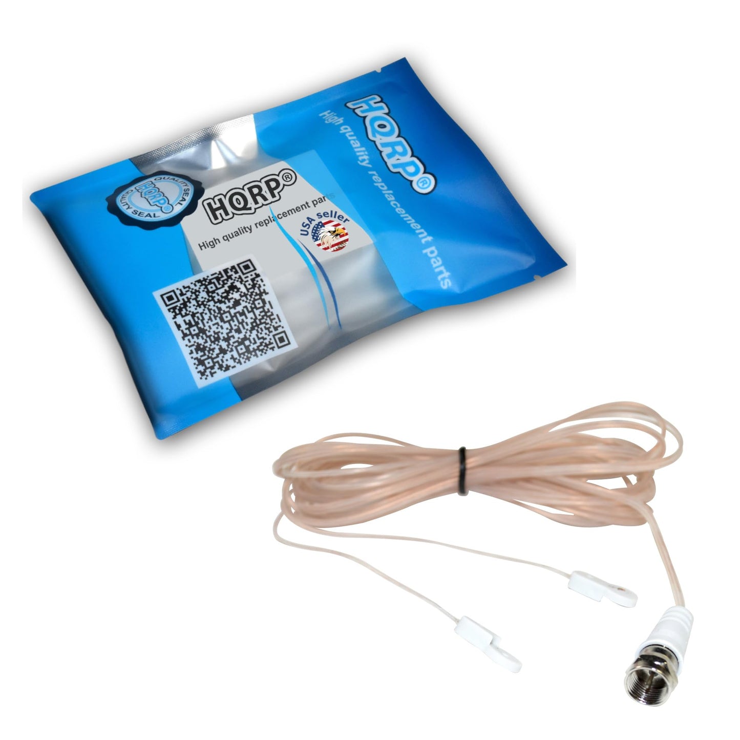 HQRP FM Antenna F-Type Connector Compatible with Sangean WR-11SE AM/FM Table Top Radio