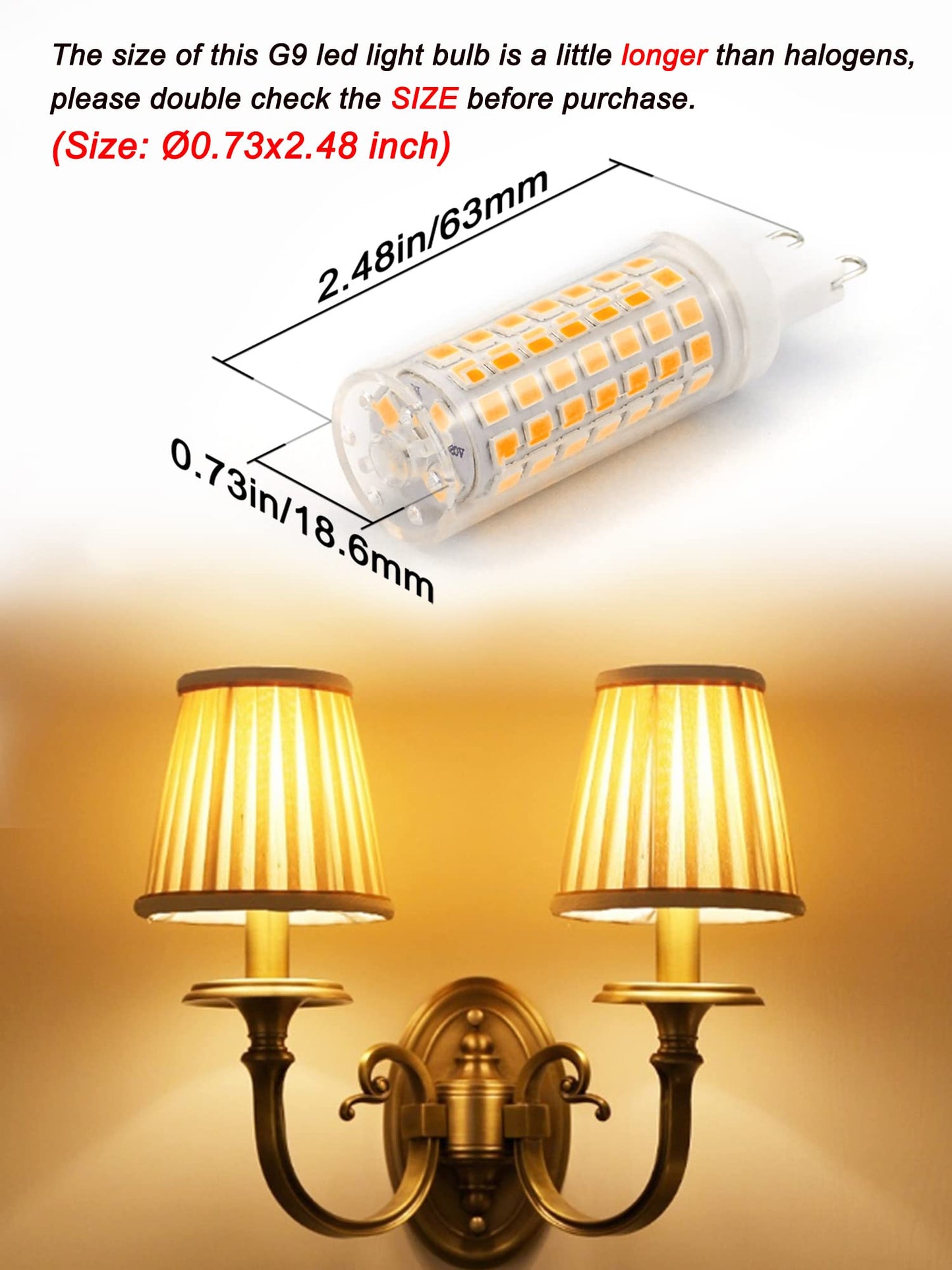Ziomitus G9 Led Bulbs Dimmable 40W 50W 60W Equivalent,6W Warm White 2700K