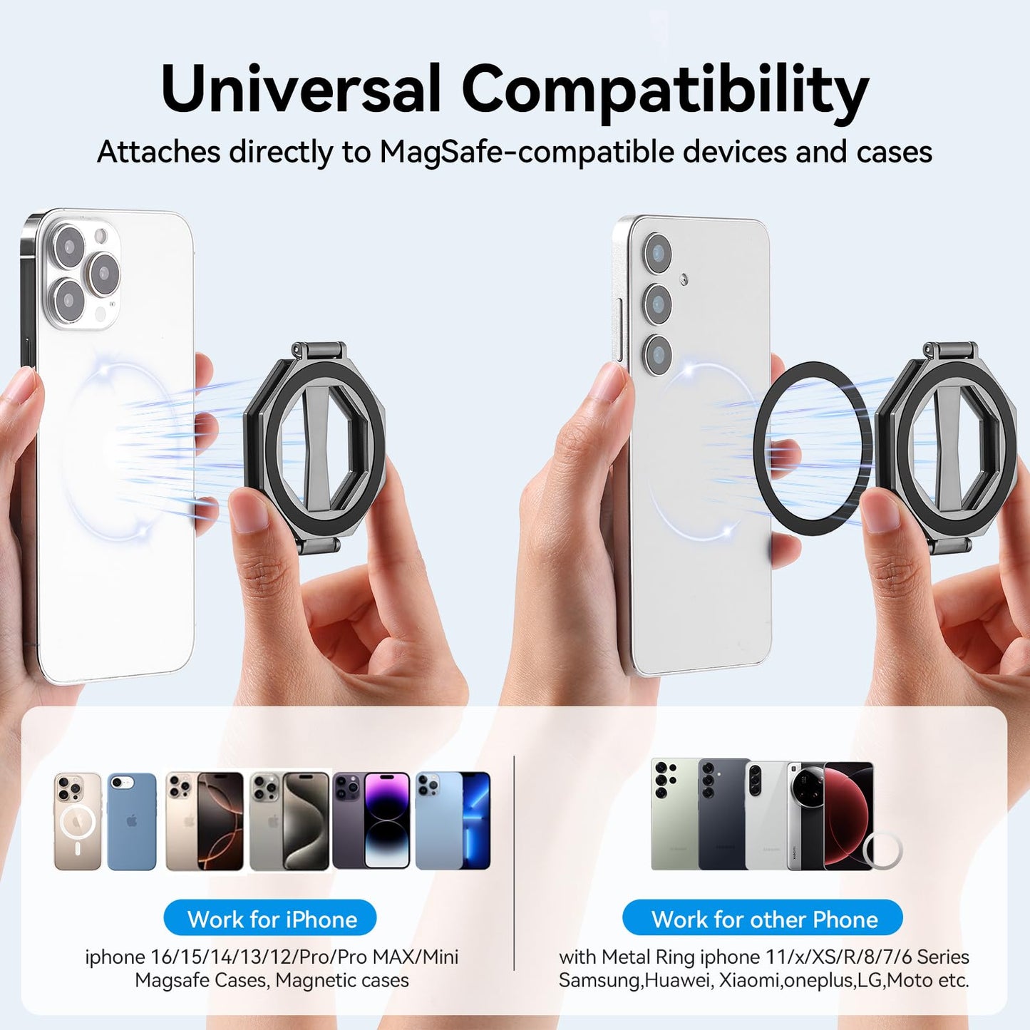 LIXUNIANCHEN Octagonal Dual Magnetic Foldable 360° Rotating Phone Holder Car Desktop Fitness Universal Use Compatible with iPhone 12-17 Pro