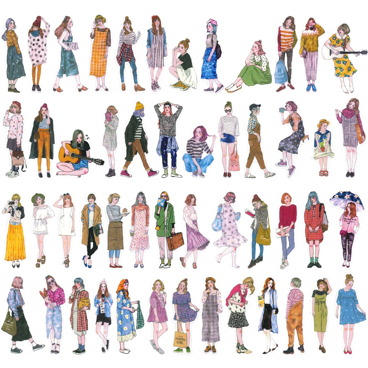 allydrew Fashion Women People Vinyl Stickers for Scrapbooking, Journaling, Water Bottles, 100pcs, Lifestyle Ladies
