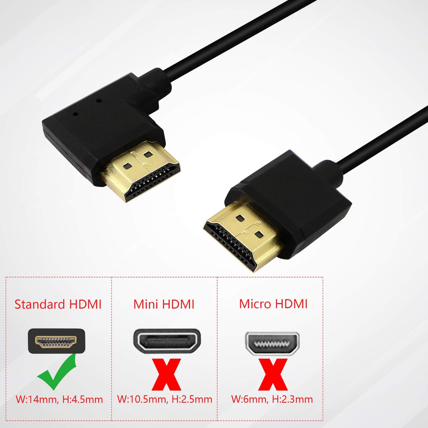 PNGKNYOCN 15CM HDMI Male to Male Short Cable, 90 Degree Leftward Angle High Speed HDMI 2.0 Adapter Connector Cable Support 4k@60HZ, for Raspberry Pi