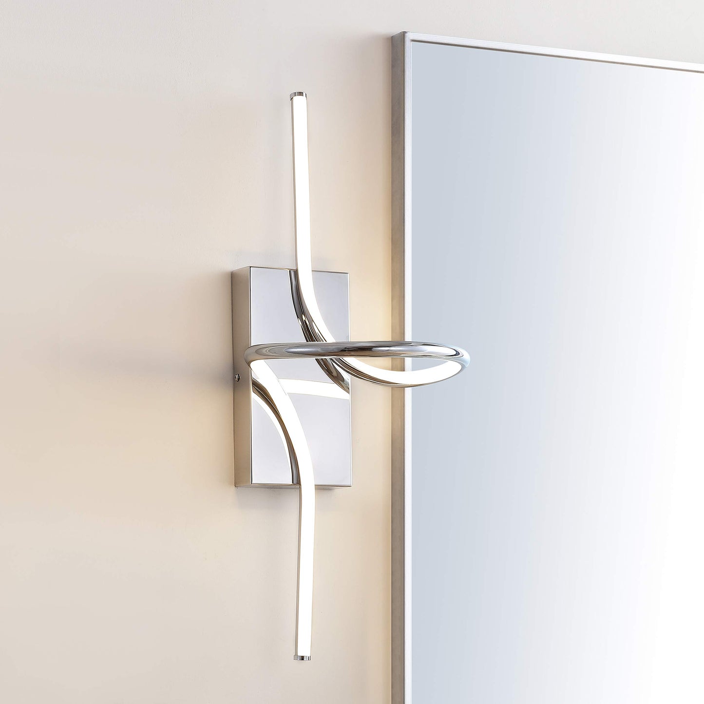 JONATHAN Y 9" Chrome Modern Minimalist Integrated LED Vanity Light Sconce, Dimmable Metal Wall Lamp for Bathroom Mirror, Living Room, Hallway