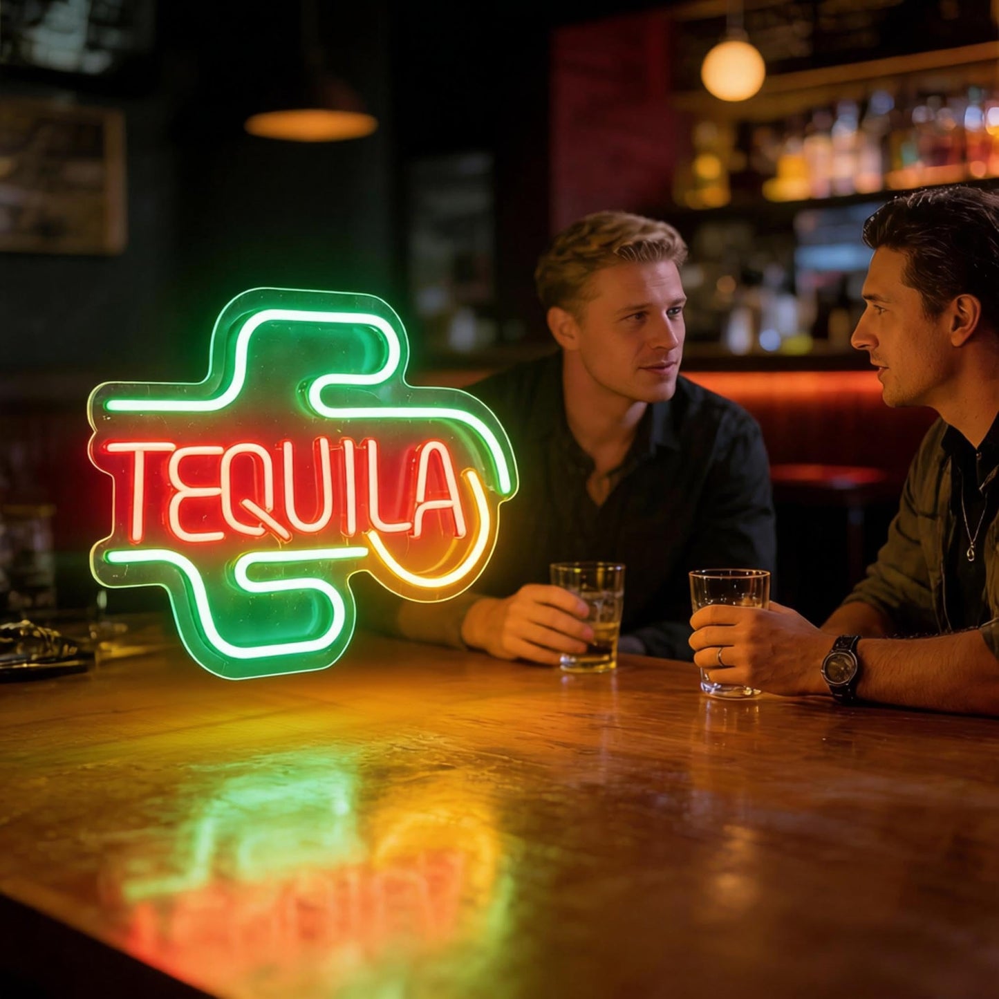 Tequila LED Neon Sign - USB Powered Decorative Neon Light for Bar Home Living Room, Mexican Cocktail Theme Party Wall Table Decoration, 15.7 x 12.6 In