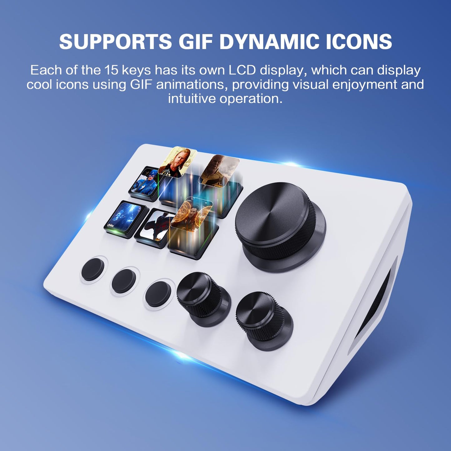 ActionRing Streaming Macro Keypad, Stream Controller Deck, Gaming Shortcut Keyboard, with 6 Customizable LCD Shortcut Keys, 3 Buttons and 3 Dials