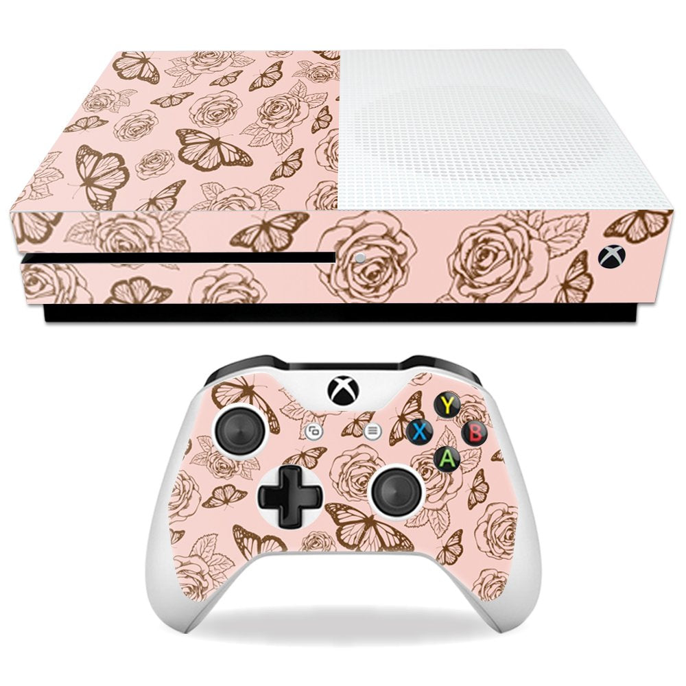 MightySkins Skin Compatible with Microsoft Xbox One S - Butterfly Garden | Protective, Durable, and Unique Vinyl Decal wrap Cover | Easy to Apply