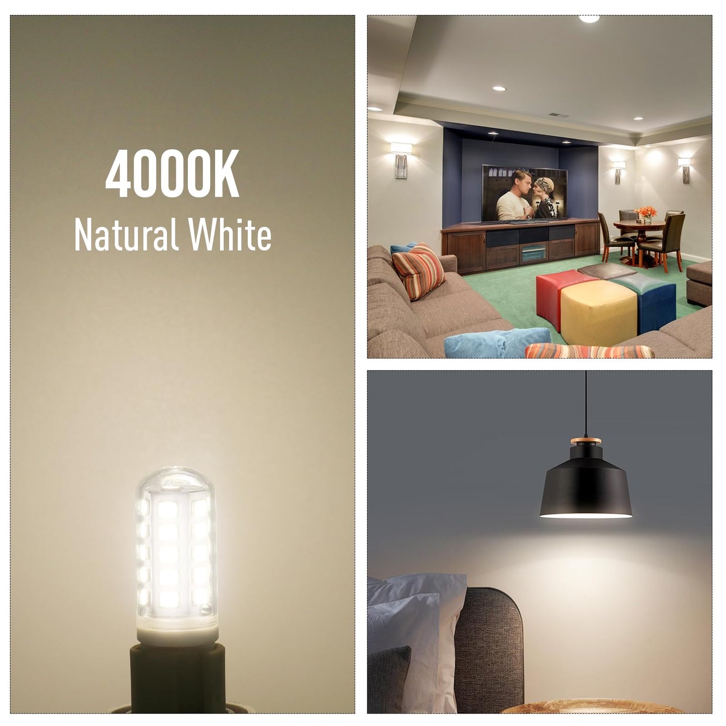 YUIIP G9 LED Light Bulbs 4000K Natural White 4W (40W Halogen Equivalent), AC120V 400LM G9 Bi Pin Base Bulb for Chandeliers Home Lighting, 360° Beam