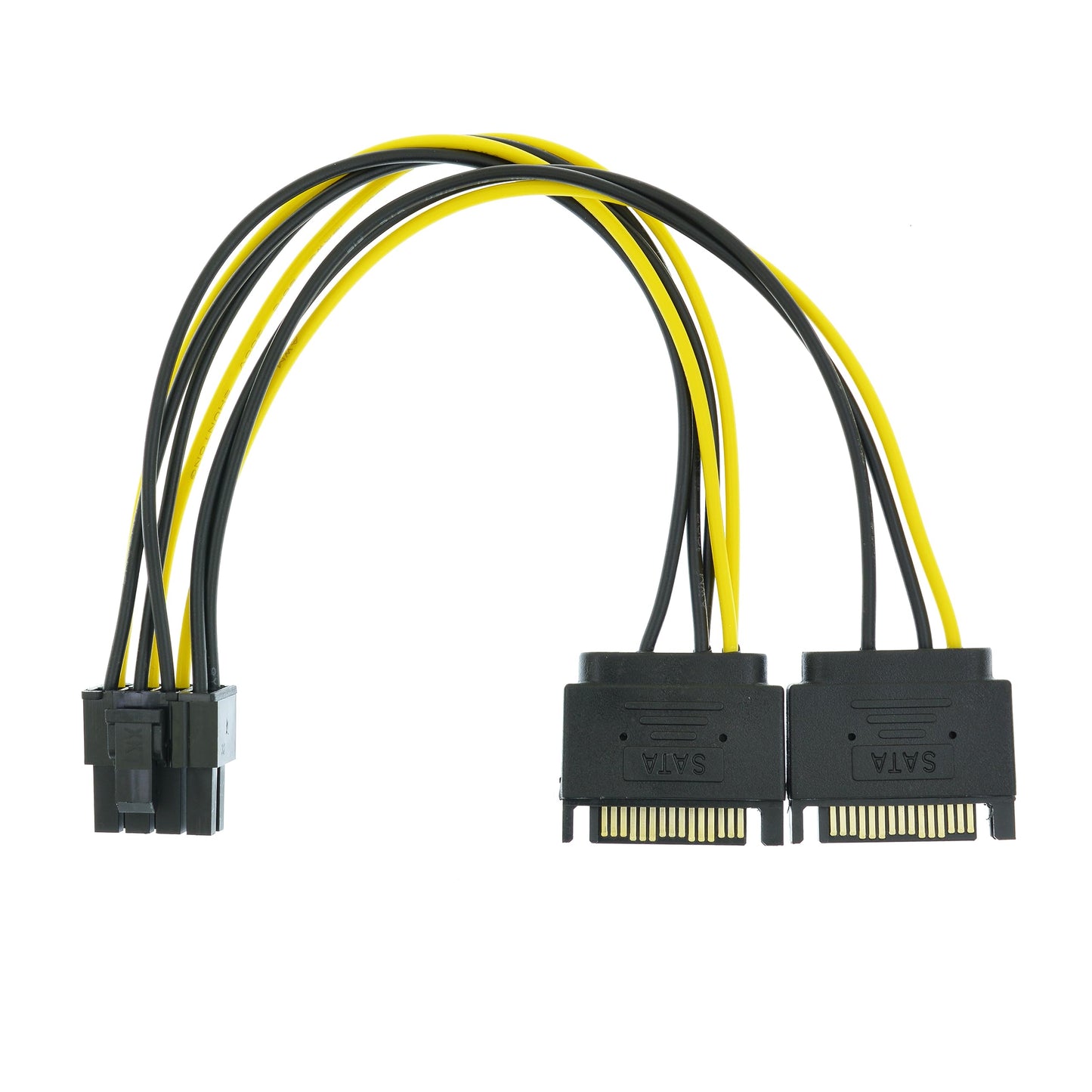 YiKaiEn Dual SATA to 8 Pin (6+2 Pin) Video Card GPU Power Supply Cable 8.6inch 22cm (1 Pack)
