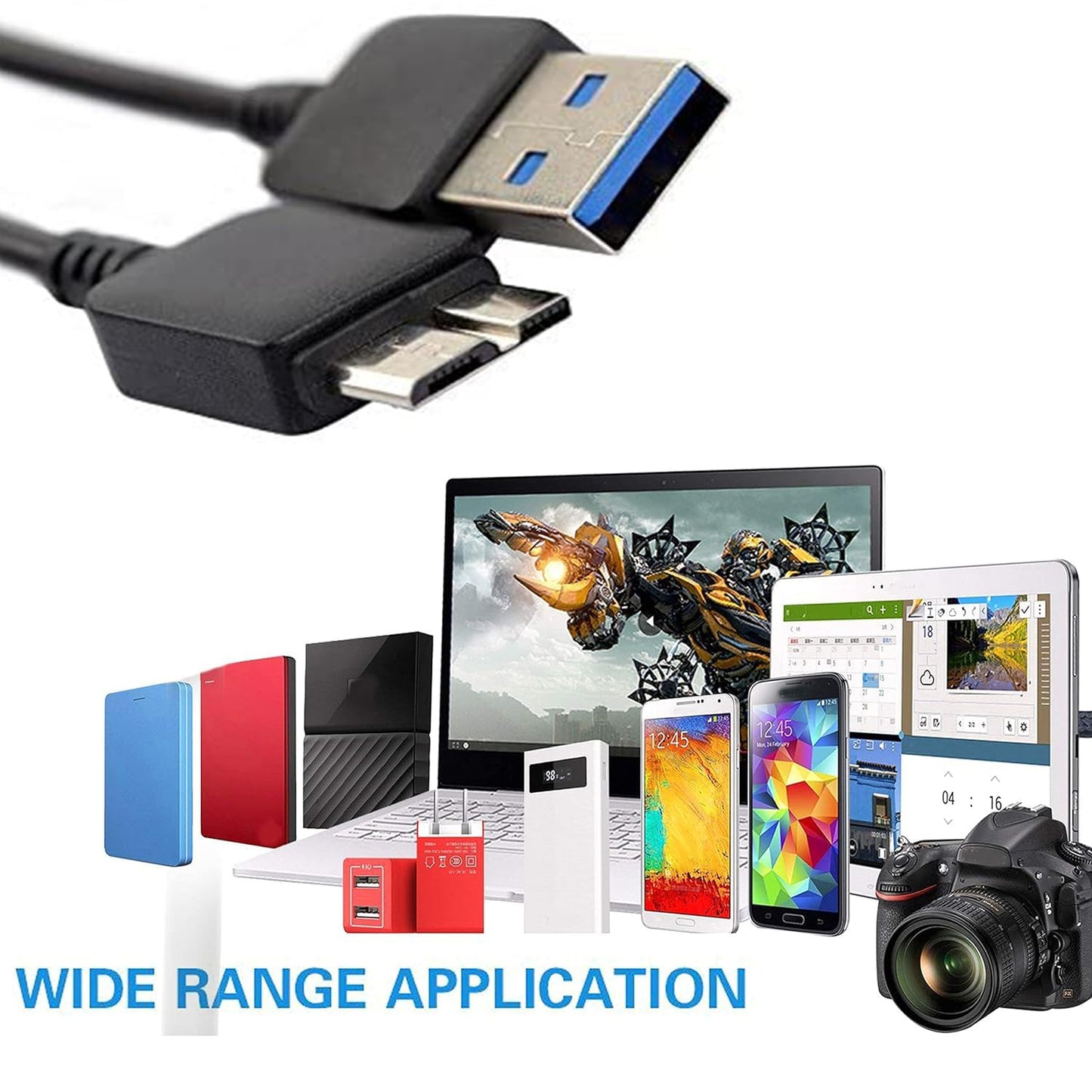Yxflz USB 3.0 Cable - External Hard Drive Cord USB 3.0 A to Micro B Cable Compatible with Western Digital WD My Passport, Seagate, Toshiba Canvio