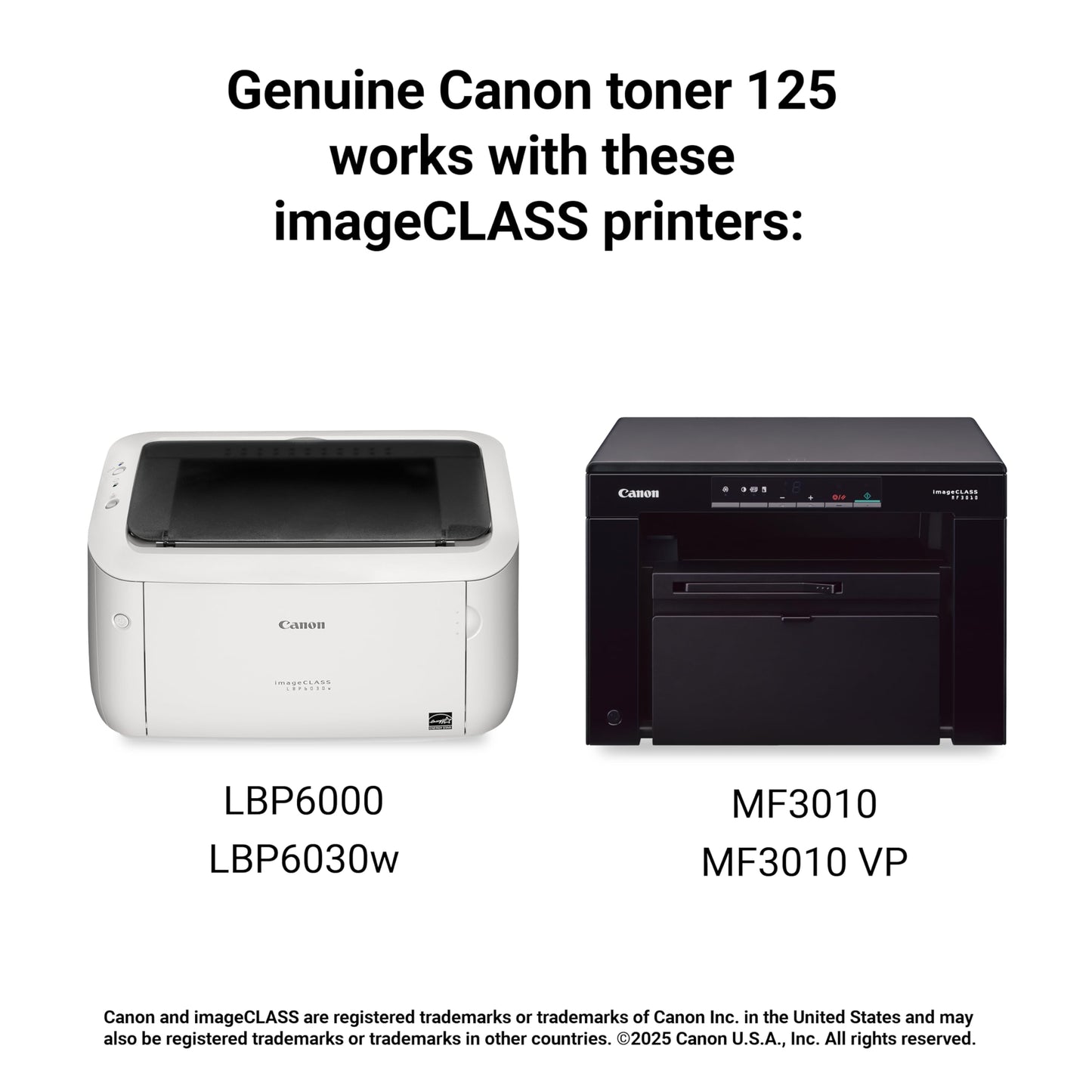 Canon Genuine 125 Black Toner Cartridge Compatible with MF3010, MF3010 VP, LBP6000, LBP6030w