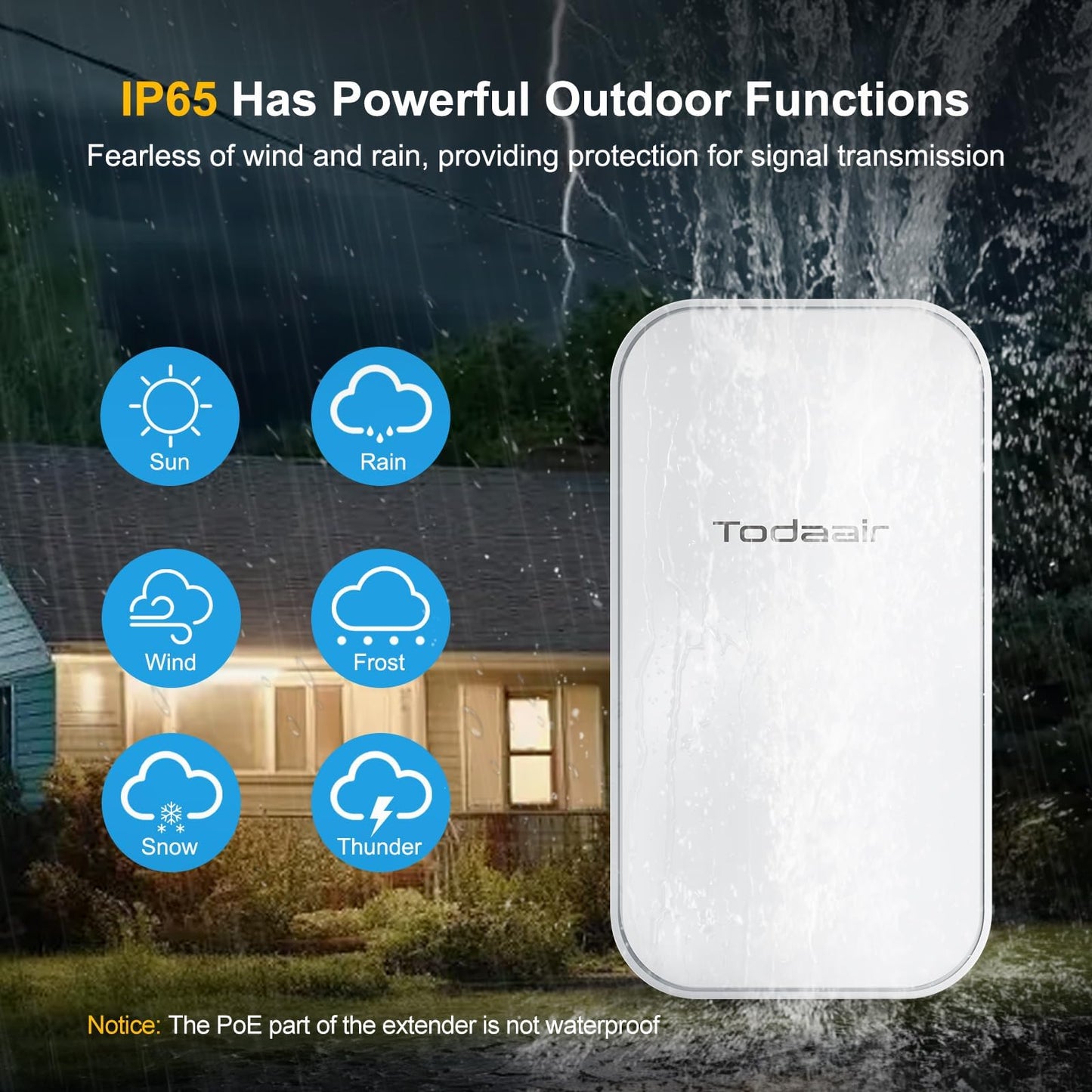 Outdoor WiFi Extender?WiFi Booster | Repeater & AP Mode?IP65 Weatherproof | Up to 300Mbps WiFi Repeater