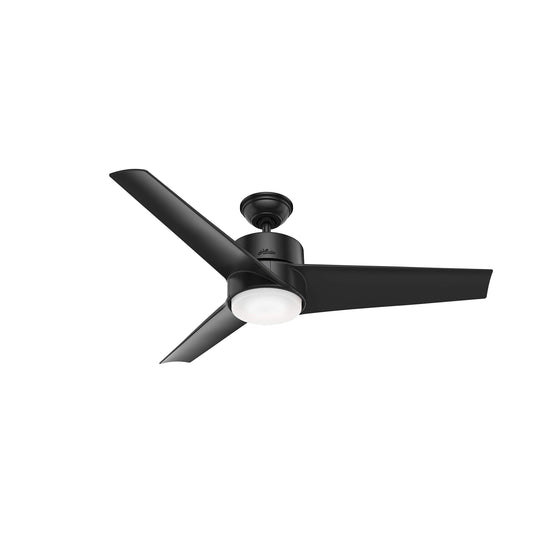 Hunter Fan 54 in. Contemporary Matte Black Indoor/Outdoor Ceiling Fan with Light Kit (Renewed)