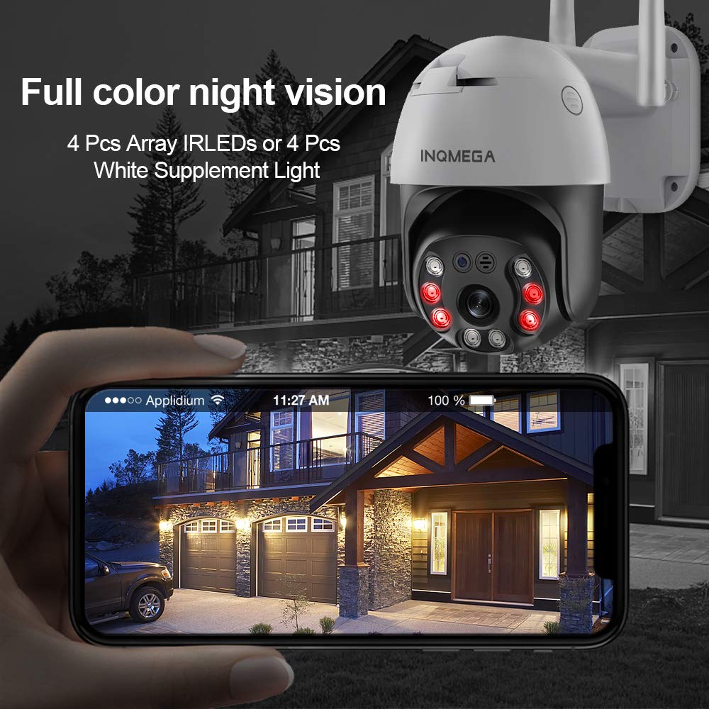 INQMEGAPRO 5MP PTZ WiFi Security Camera Outdoor, 1920P HD Wireless Surveillance Camera, Waterproof IP Camera, 2-Way Audio, Enhanced Night Vision