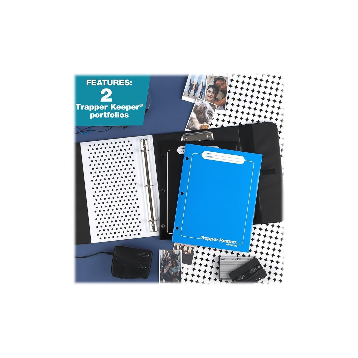 Mead Trapper Keeper Binder, Retro Design, 1 Inch Binder with Folders and Pockets, Holds 8-1/2" x 11" Paper, Shapes (260038CQ1-ECM)