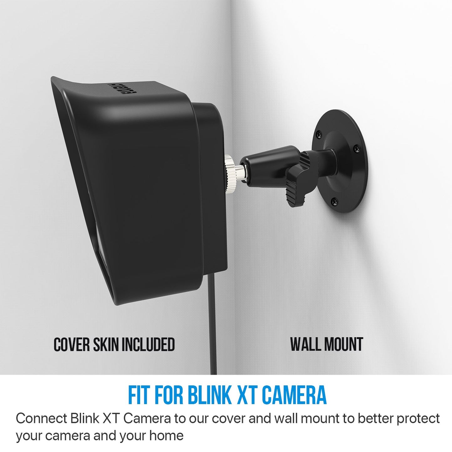 Frienda Black 360 Degree Adjustable Wall Mount Bracket and Silicone Protective Skin for Blink Xt Indoor Outdoor Security Camera(3,Black)