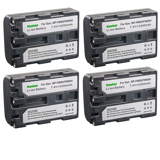 Kastar 4-Pack NP-FM50 / NP-FM55H Battery 7.4V 2300mAh Replacement for Sony DCR-PC104, DCR-PC105, DCR-PC110, DCR-PC115, DCR-PC120, DCR-PC330, DCR-TRV6