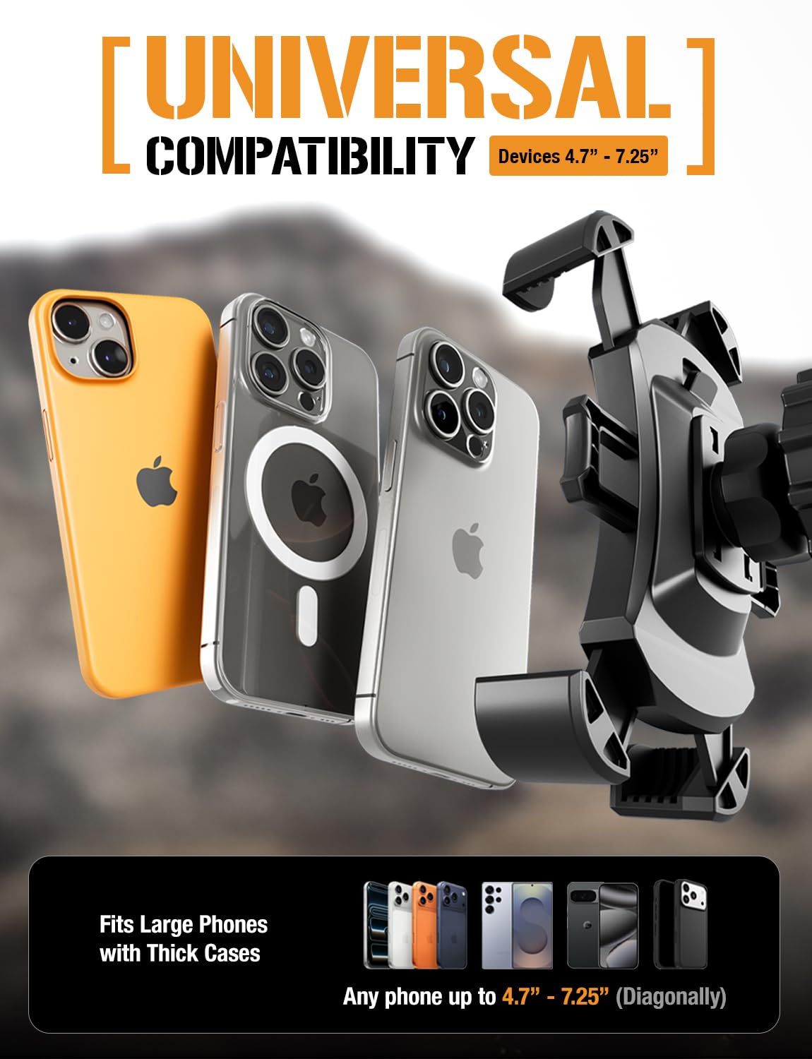 ToughTested Boom Cup Holder Phone Holder for Car - Adjustable Cell Phone Mount, No Vibration Heavy Duty Bendable Boom Arm, Expandable Grip, 360