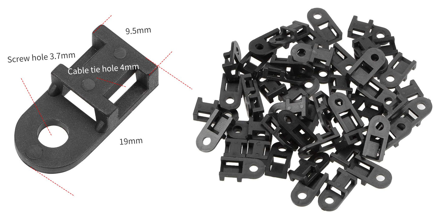 60 Set Cable Zip Tie Mounts Kit Black 6" Zip Ties, Black Cable Tie Base and Tapping Screw - Wire Cable Clips Organizer Holders Clamps