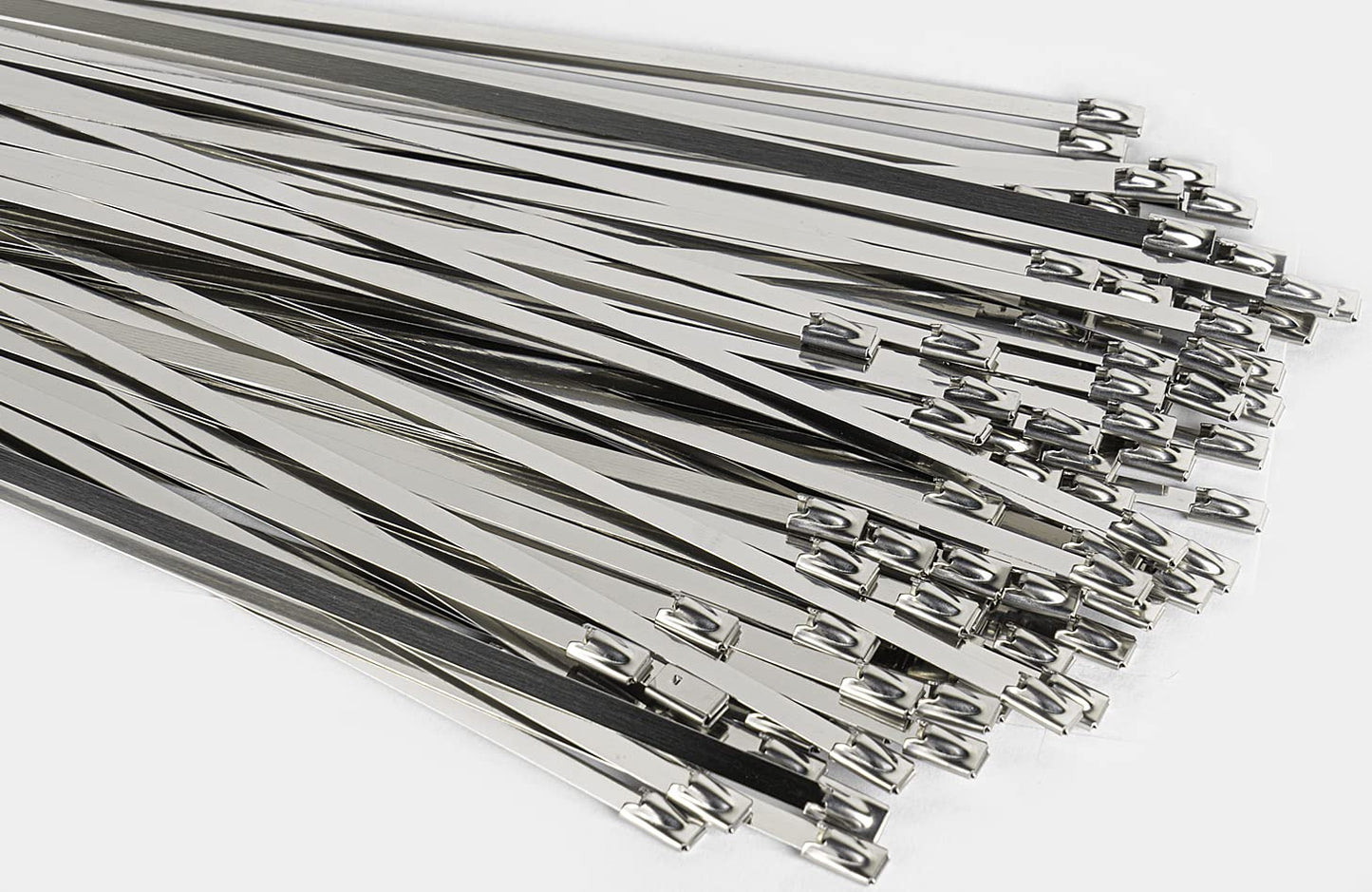 Metal Zip Ties 11.8 inch 100pcs 304 Stainless Steel Zip Ties Heavy Duty Multi-Purpose Self-Locking Cable Ties for Machinery, Vehicles, Exhaust Wrap