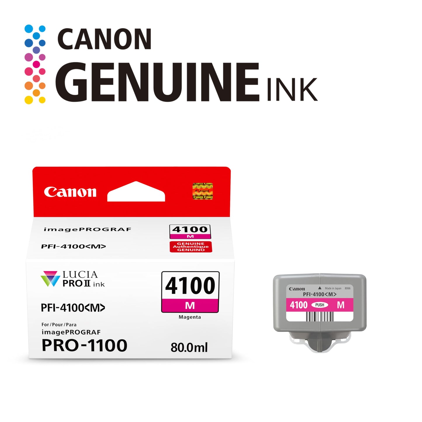 Canon PFI-4100 Genuine Magenta Ink Tank, Compatible with imagePROGRAF PRO-1100 Printers
