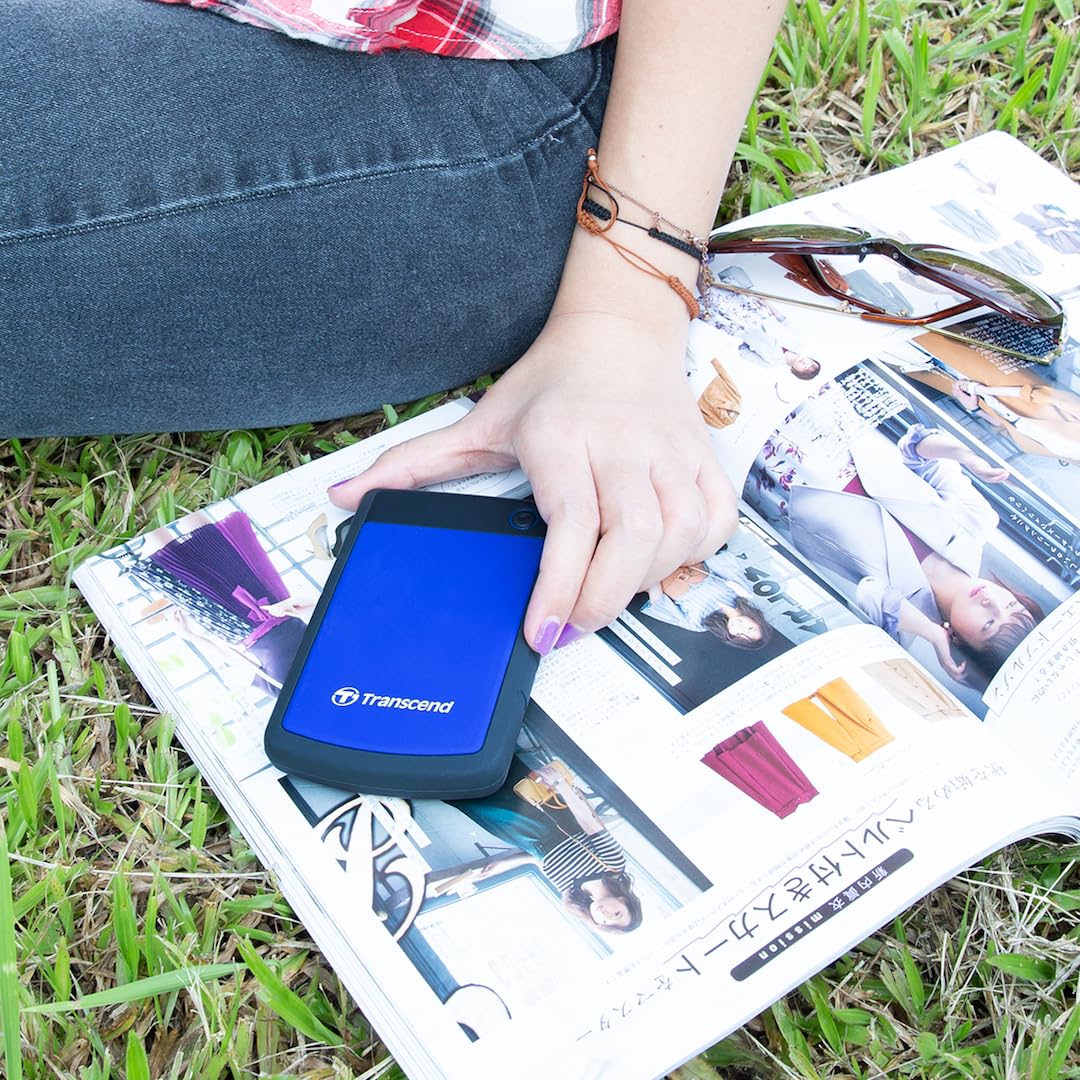 Transcend 1TB StoreJet 25H3 Rugged Portable HDD, One Touch Backup