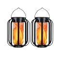 Solar Lantern Outdoor Lights, 2 Pack Waterproof Solar Powered Lanterns with Flickering Flame, Hanging Lantern Decorative for Outside, Solar Powered