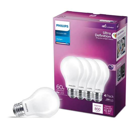PHILIPS LED Ultra Definition Daylight Light Bulbs, 4-Pack