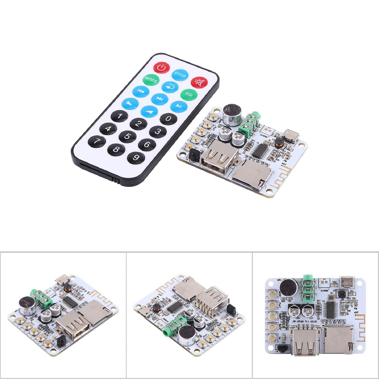 New Bluetooth Audio Receiver Microphone Amplifier USB TF FM MP3 Decoder WMA WAV FLAC Player(Bluetooth+Controller+Receiver)