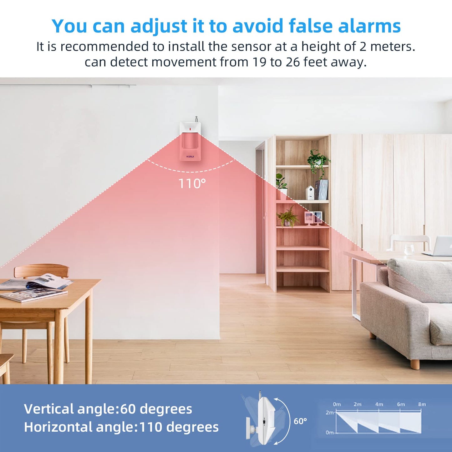 KERUI 433MHz Home Wireless PIR Infrared Motion Sensor Detector for Alarm System