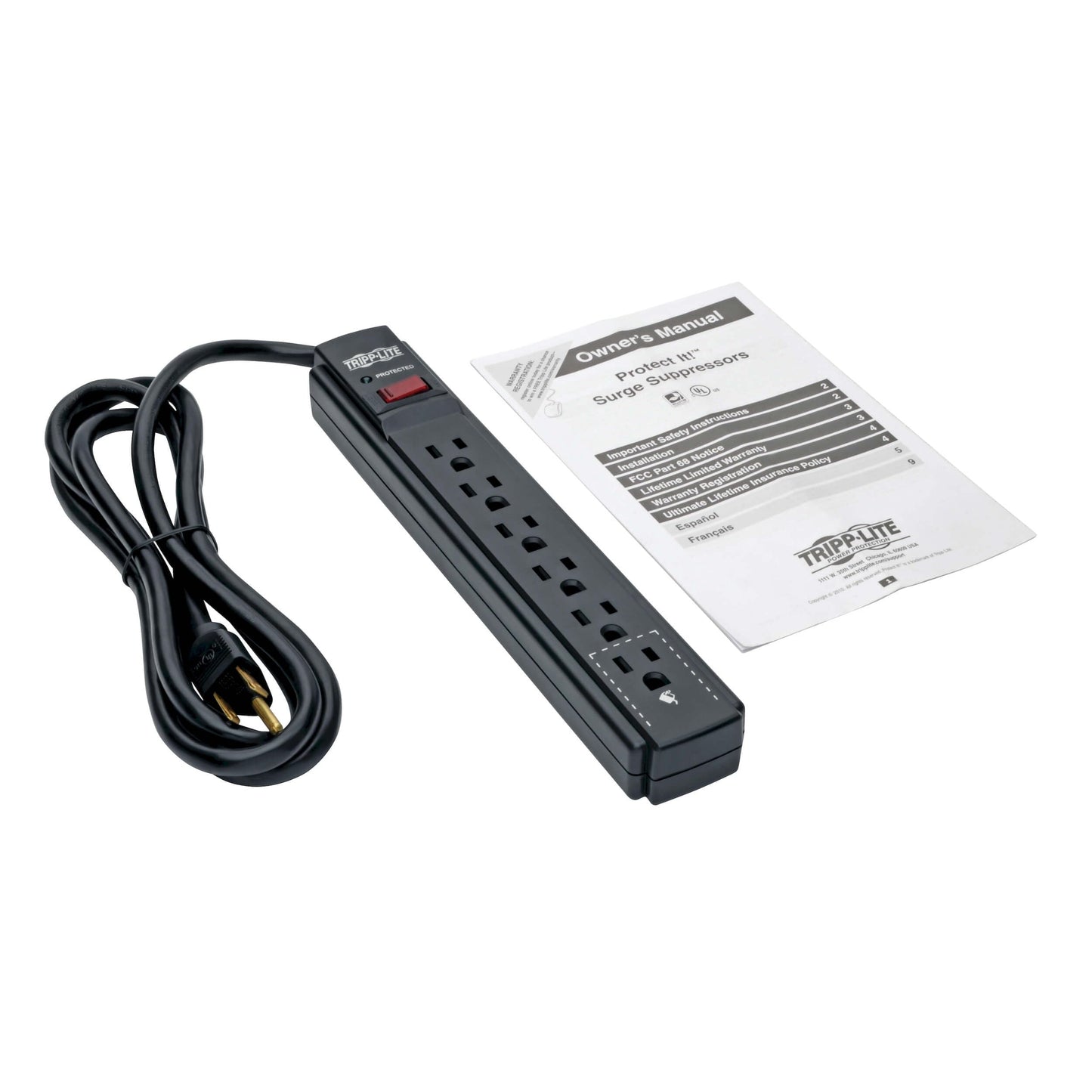 Tripp Lite 6-Outlet Surge Suppressor, Black, 120V