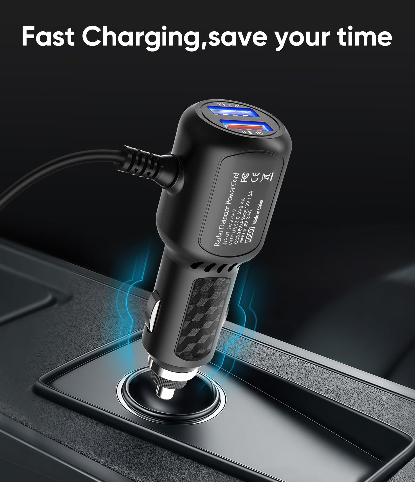 DC 12V Car Charger for Portable DVD Player,Replacement Car Cigarette Lighter Adapter Power Cord for Sylvania/DBPOWER/UEME/HDJUNTUNKOR/DRJ,Dual Port