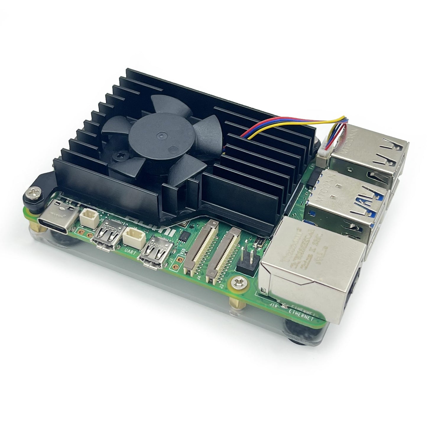 Awxlumv Active Cooler for Official Raspberry Pi 5 with 30mm PWM 4-Pin Cooling Fan Pi 5 Heatsink with Thermal Tape and Acrylic Base Plates