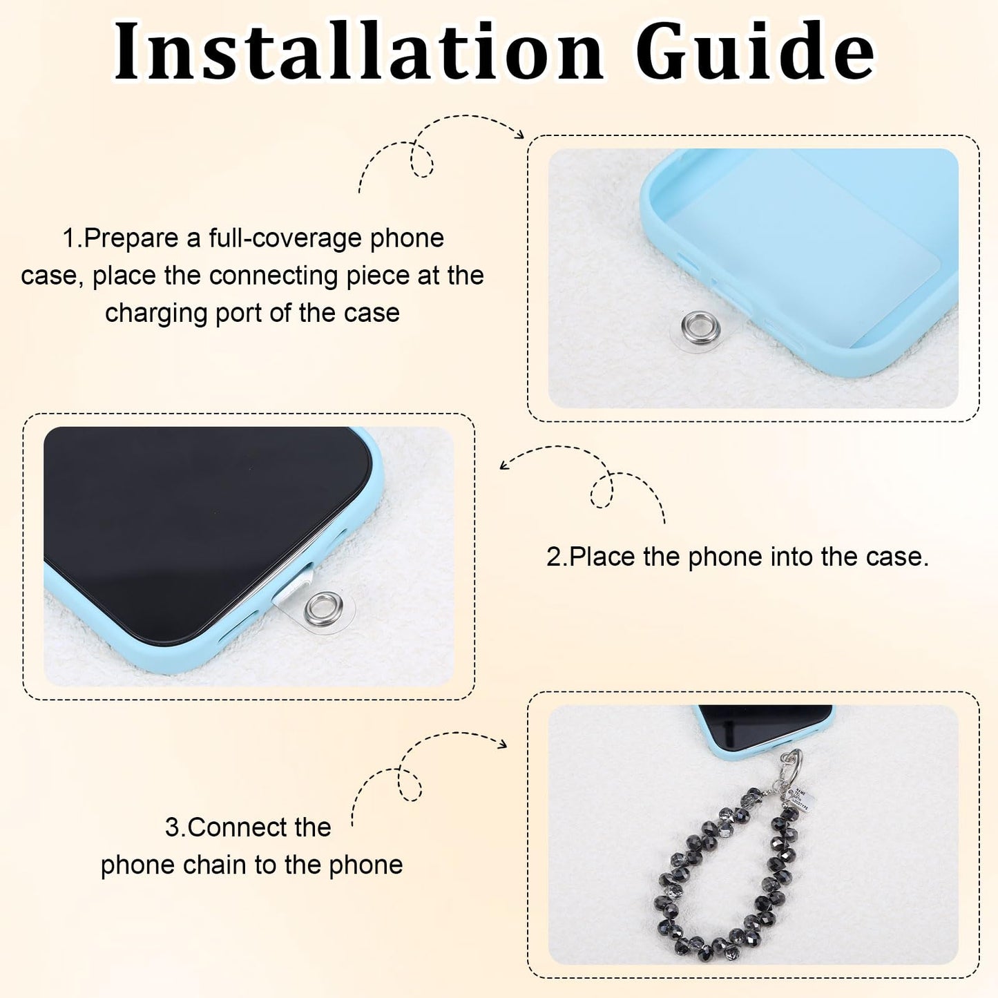 Qiuruoo 2 Pcs Beaded Phone Wrist Strap for Women?Sparkling Phone Bracelet Strap for Hanging, Decorative, Easy to Carry, Suitable for Gifts to Family