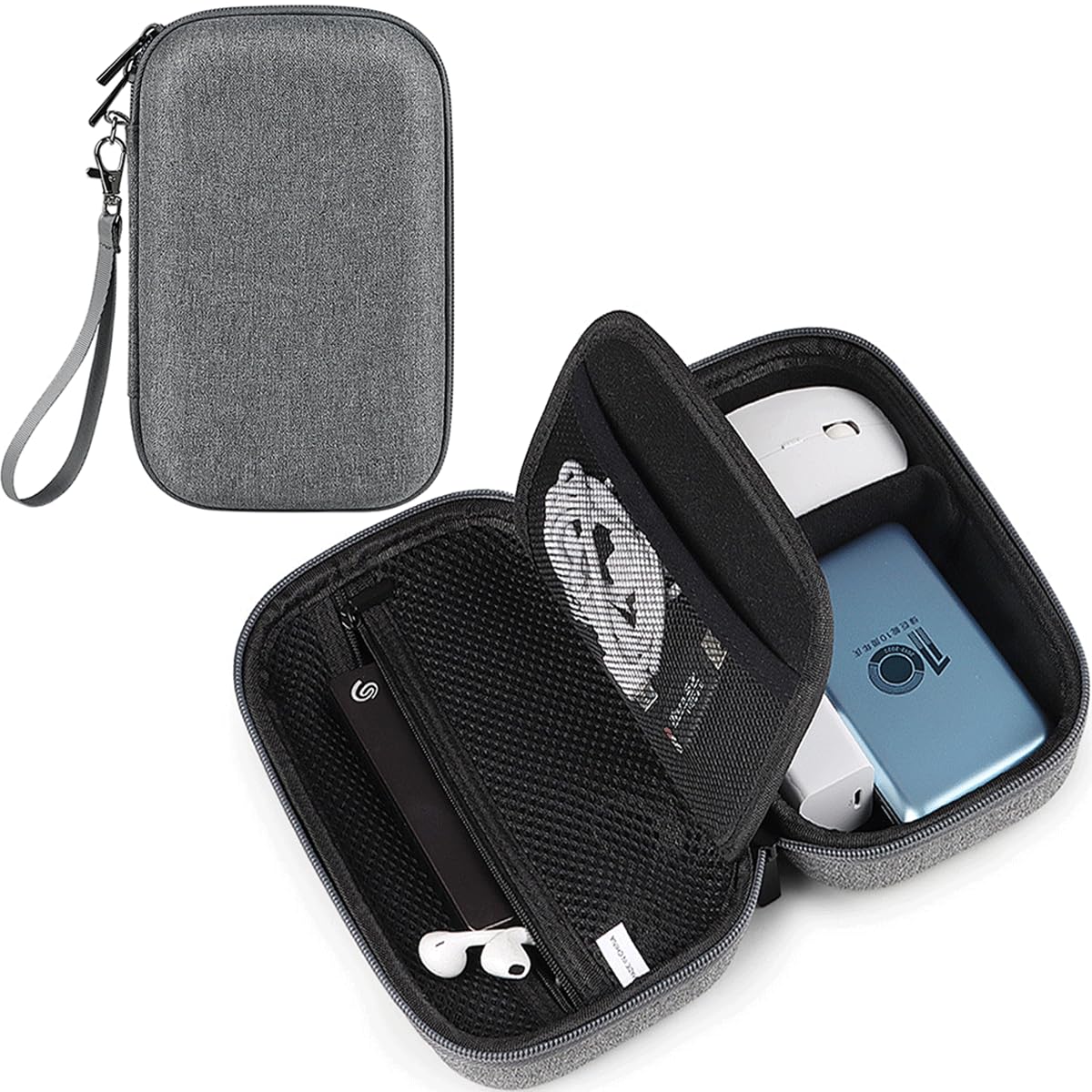 CAAORDKSO Hard Electronic Organizer Travel Case for MacBook Power Adapter Chargers Cables Power Bank Apple Magic Mouse USB Flash Disk SD Card Hard