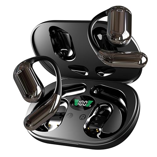 Hsility Wireless Earbuds Bluetooth Earbuds Built-in Mic with Ear Hooks 50H Playtime Ear Buds LED Display Charging Case Waterproof Design for Running…