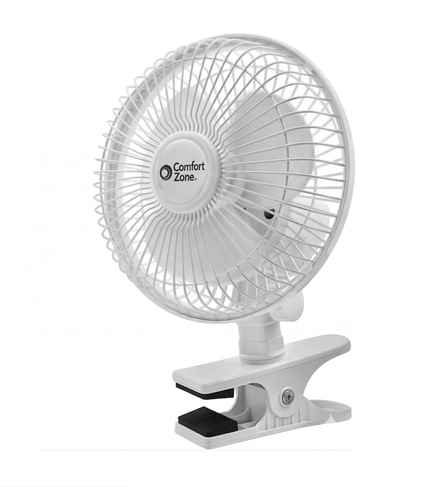 Comfort Zone Portable Clip on Fan with Fully Adjustable Tilt, Electric, 6 inch, Quiet, Indoor, 2 Speed, Mini Desk Fan, Table Fan, Airflow 6.53 ft/sec