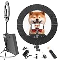 JJ JIANJIN Ring Light 18 INCH Kit,55W6700k Dimmable LED Light, Tripod Stand, Remote Controller,Box for Camera,Smartphone,YouTube,TikTok,Self-Portrait