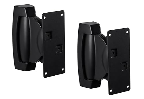 Mount-It! Heavy-Duty Speaker Wall Mount, Universal Adjustable Design for Bookshelf, Large or Small Speakers, 1 Pair, 22 Lbs Capacity, Black
