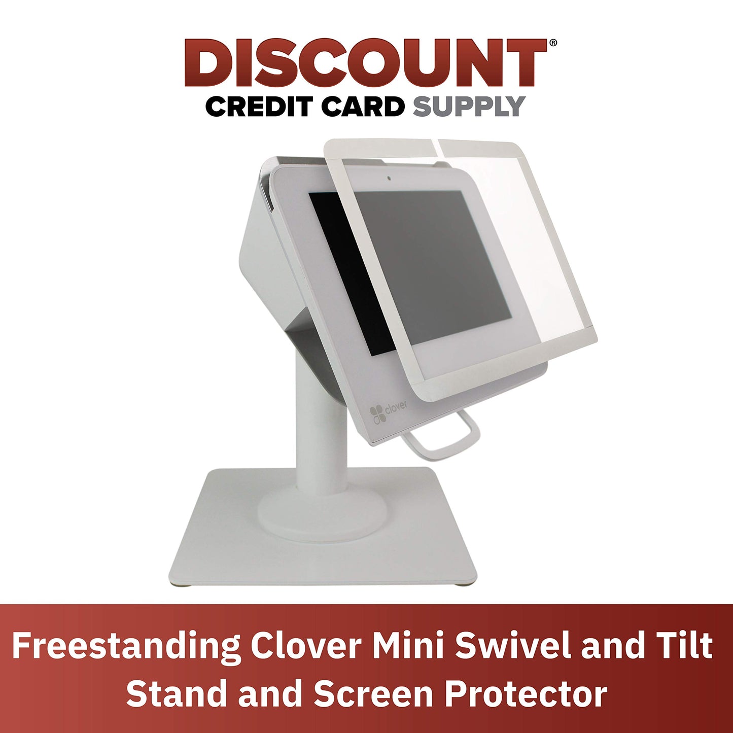 DCCStands Clover Mini/Clover Mini 3 Swivel and Tilt Terminal Stand and Screen Protector Bundle - Freestanding Mount