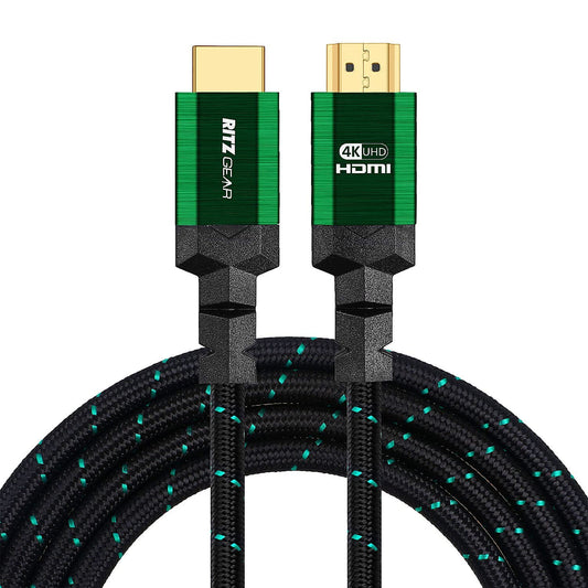 4K HDMI 2.0 Cable 3 ft. [5 Pack] by RitzGear. 18 Gbps Ultra High Speed Braided Nylon Cord & Gold Connectors - 4K@60Hz/UHD/3D/2160p/1080p/ARC