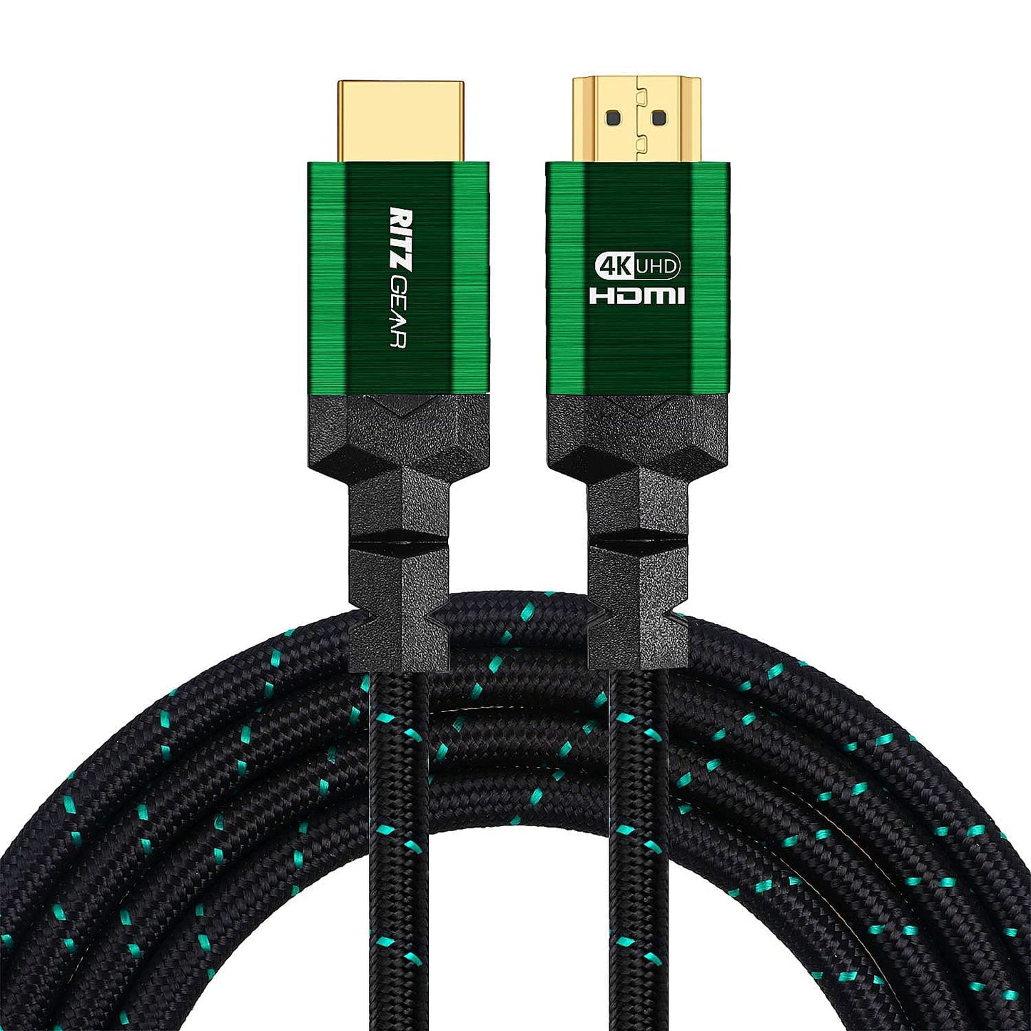 4K HDMI 2.0 Cable 6 ft. [1 Pack] by RitzGear. 18 Gbps Ultra High Speed Braided Nylon Cord & Gold Connectors - 4K@60Hz/UHD/3D/2160p/1080p/ARC