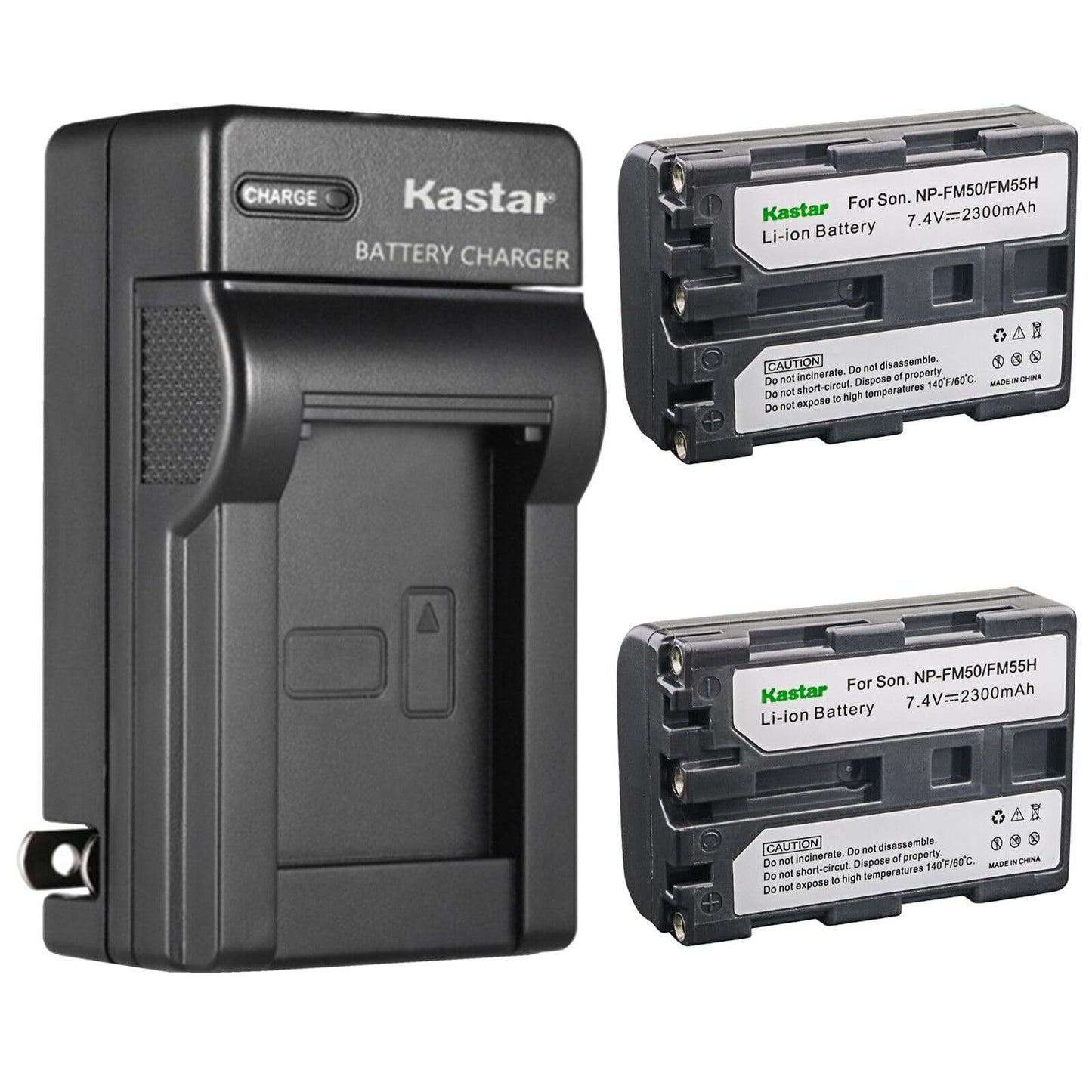 Kastar 2-Pack Battery and AC Wall Charger Replacement for Sony NP-FM30, NP-FM50, NP-FM55H, NP-QM50, NP-QM51, NP-FM70, NP-FM71, NP-QM71, NP-QM71D