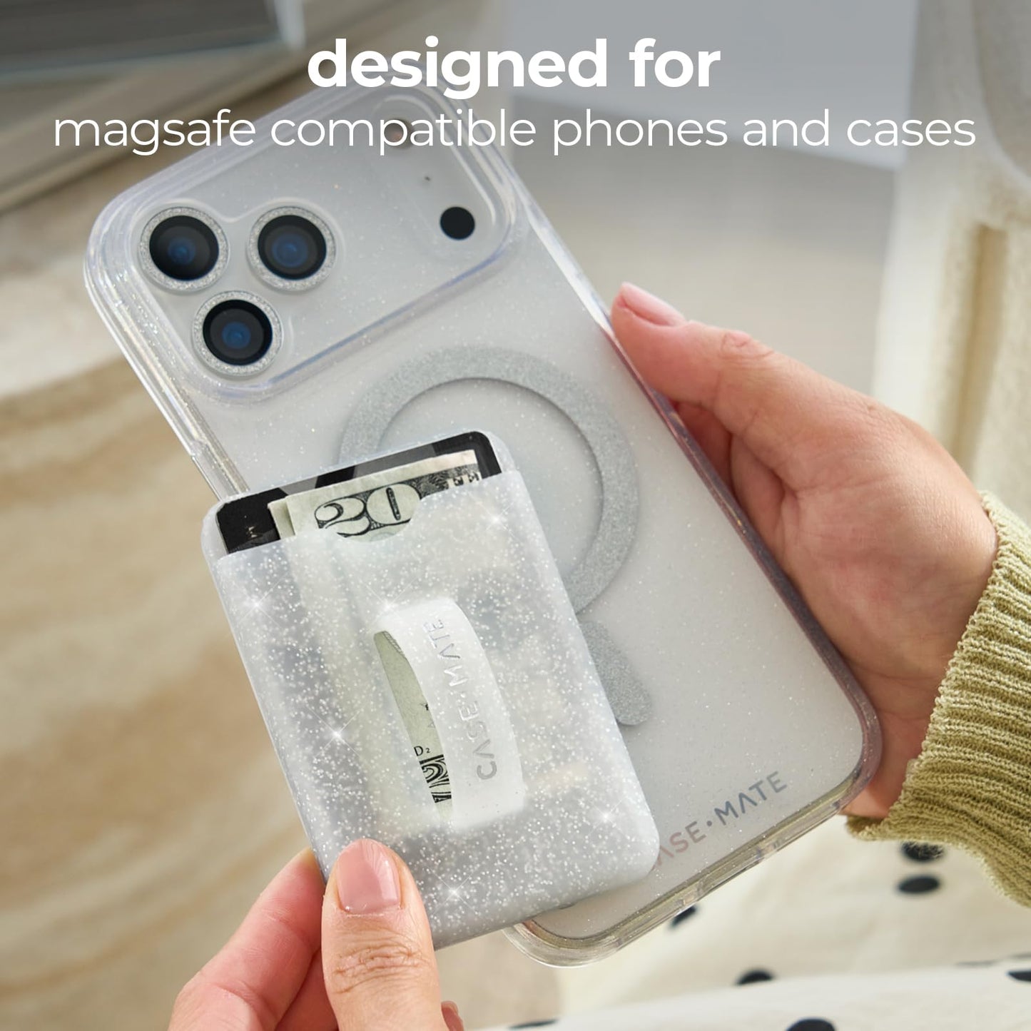 Case-Mate MagSafe Wallet w/Loop Grip - Detachable Magnetic Phone Wallet/Card Holder w/Easy to Hold Built-in Loop Grip [Holds up to 3 Cards & Cash]