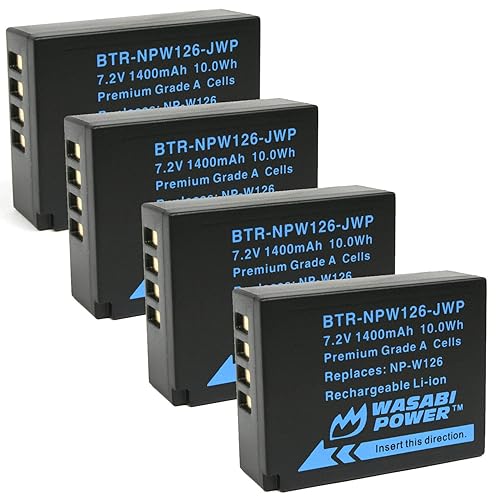 Wasabi Power Battery (4-Pack) for Fujifilm NP-W126 & FinePix HS33EXR, HS50EXR, X-T100, X-T200, X100F, X100V, X-A10, X-E2S, X-E3, X-E4, X-Pro2, X-Pro3